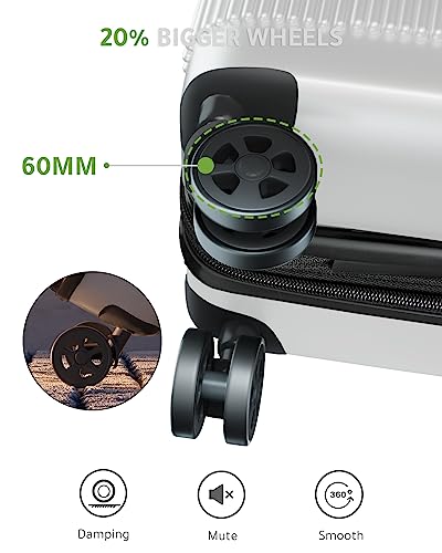 Luggex 28 Inch Luggage With Spinner Wheels -100% Polycarbonate Hardside Large Checked Luggage - 20% Bigger Wheels For Smooth Travel (White Suitcase) #TOP1