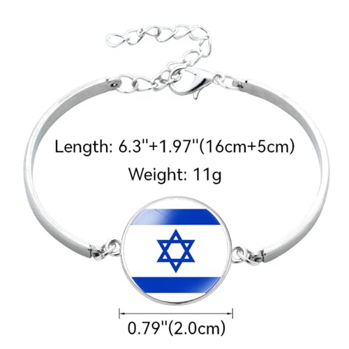 ZENRUIMING Conjunto de joias com bandeira israelense, incluindo 1 pulseira de bandeira israelense, 1