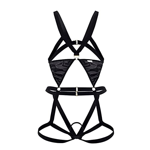 Candyman Fashion Candyman 99665 Harness Bodysuit Color Black Size S/M cover
