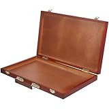 GATHINESS Caja de Dibujo Portátil de Madera Asa y Cierre de Seguridad, Estuche para Bolígrafos de Pintura y Herramientas, Tamaño Ligero, Color Nogal para Almacenamiento y Transporte en