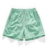 AIMPACT Mens Athletic Gym Shorts 5.5' Lounging Pajama with Pocket Elastic Waistband Men Workout Short Sweatpants Shorts (Mint Green)