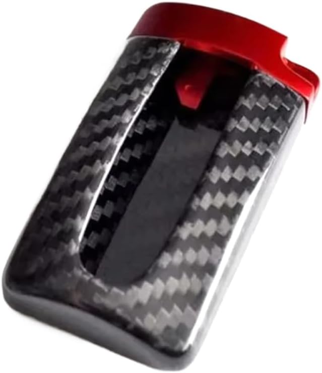 Protective Cover Case Compatible with GTR U-Shaped Real Carbon Fiber Key Fob Car Key Case Shell Bag(Red)