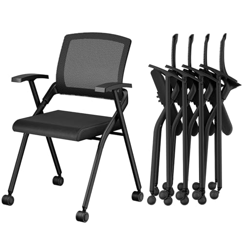 SturdCore Folding Office Chair with Wheels, Heavy Duty Conference Room Chairs with Mesh Back,for Home Office,Training Room,Waiting Room,Reception Seating (40)