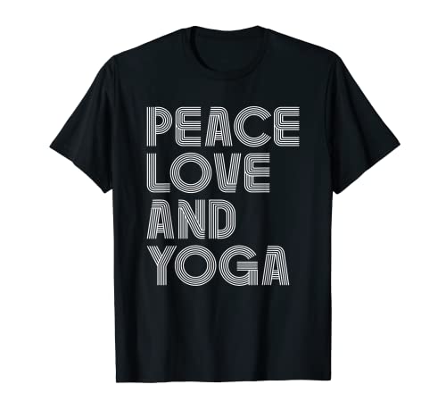 Peace Love And Yoga - Camiseta con texto retro Camiseta