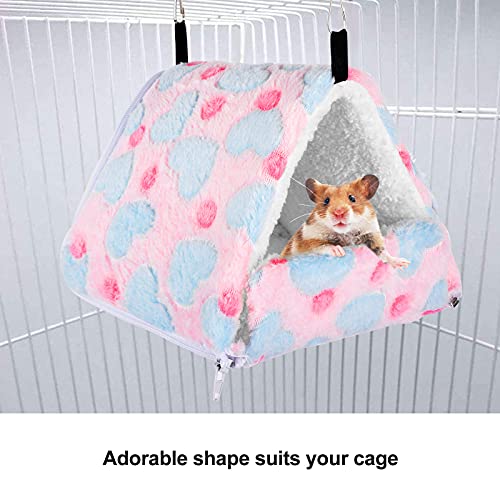 Petmolico Hamster Hammocks Tent Bed, Warm Plush Guinea Pig Bedding Hut Shed Hideout Sleeping Cage Nest Accessories For Guinea Pig Ferret Hedgehog Squirrel Chinchilla, Medium, Pink #TOP6