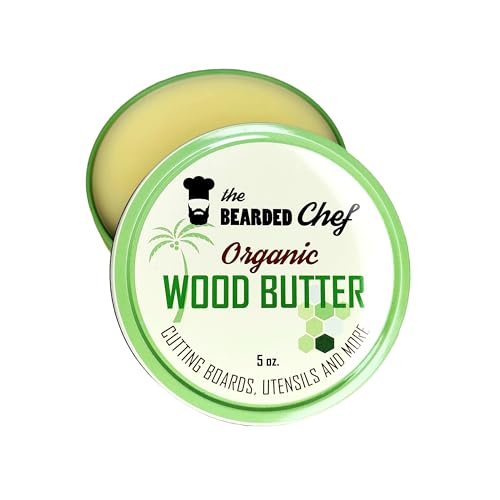Organic Wood Butter 5oz - 100% Organic - Wood Cutting Board Wax Conditioner Cream - Pure Beeswax Coconut Oil - Food Safe Wood Finish