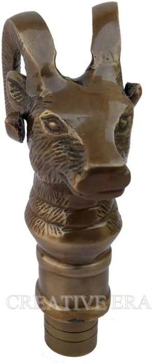 Miniatura 5 de Bastón de latón  Bastón de cabeza de cabra hecho a mano, bastón de madera de alta calidad, 36 pulgadas, diseño hecho a mano, bastón para hombres y