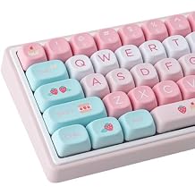 PBT Keycaps 132 Keys MOA Keycaps, Cream Strawberry Cute Keycaps Dye-Sublimation Custom Keycap Set for Cherry Gateron MX Swithes Mechanical Keyboards