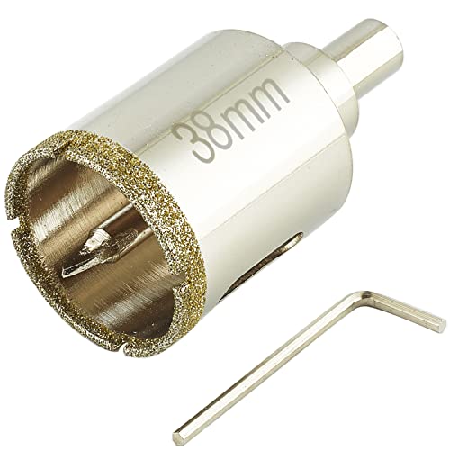 1 1/2 Inch (38mm) Diamond Hole Saw with Pilot Bit, 1.5" Tile Hole Saw with Center Drill Bit for Marble, Granite, Ceramic, Porcelain Tiles, 1-3/8" Depth of Cut for Thick Countertops
