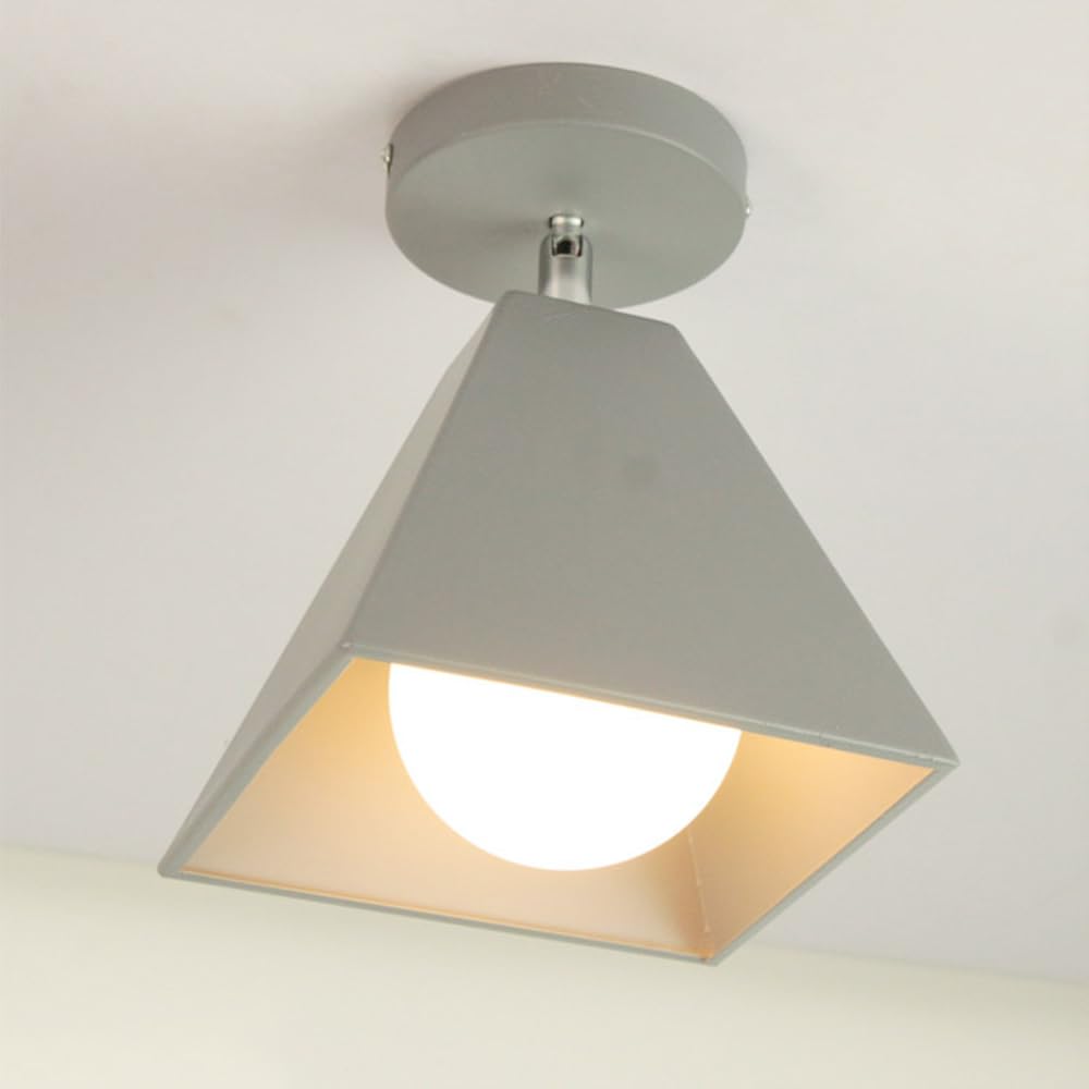 LYMSXAZOU Hallway Light, E27 Semi Flush Mount Chandelier, Modern Colored Metal Ceiling Light Fixtures, Kitchen Fixtures for Bedroom Garage Bathroom Balcony Corridor Stair Aisle Lamp(Color:Gray)