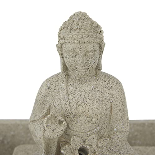 Deco 79 Resin Buddha Indoor Outdoor Meditating Fountain, 10" X 10" X 11", Beige #TOP4