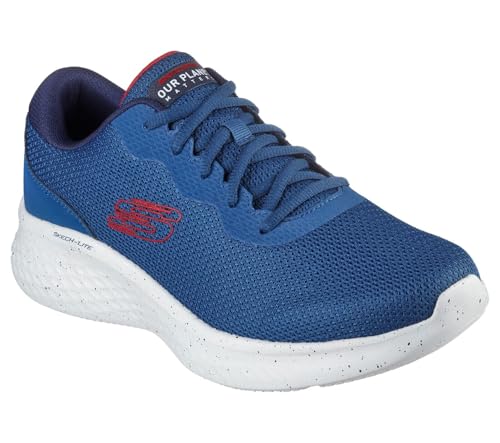 Skechers Men's Memory Foam Sport Walking Shoes, Blue/Red, Comfort Casual (Blue with Red and White Accents, US Footwear Size System, Adult, Men, Numeric, Medium, 10.5)
