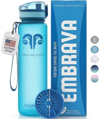 Image of Embrava Sports Water Bottle (32oz, Pure Blue) Fast Flow Flip Top Lid