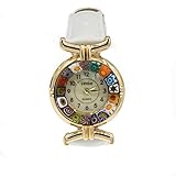 Durchmesser der Uhr 2,6 cm Damen Armband Uhr mit Millefiori Murano Glas, Armband weiß