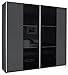 Produktbild Schwebetürenschrank Nala grau metallic schwarz 2 Türen B 218 Jugendzimmer Schlafzimmer Kleiderschrank Wäsche Schrank Schiebetürenschrank