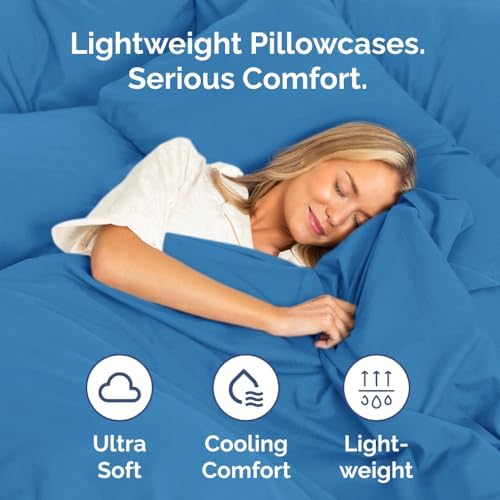 Queen Pillow Cases Set of 2 - Ultra Soft Pillowcase Covers - Royal Blue - 2