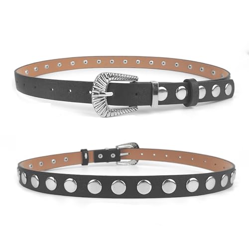 Universal Waist Belt With Adjustable Pin Buckle Gothic Large Rivet Decor Waist Belts For Women Coat Dress Adjustable Gothic W2