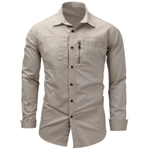 Camisa de algodón WOLONG para hombre de manga larga casual con botones