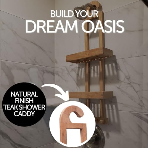 NORDIC STYLE TEAK Wood Natural Hanging Shower Caddy with Storage Shelves, Water Resistant, Easy to Place, Select-Grade Solid Teak Wood, Shower Accessory (Natural Langr) by NORDIC STYLE TEAK - Used condition - Image 3