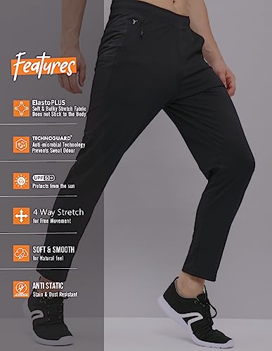 TECHNOSPORT Men's Black Relaxed Fit Track Pants - Image 5
