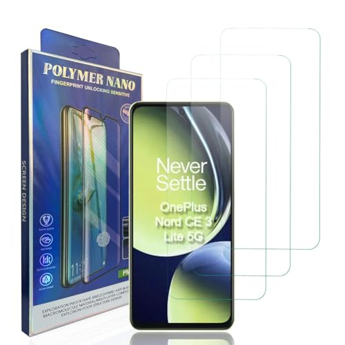 HACIEN Protector de Pantalla para OnePlus Nord CE 3 Lite 5G, 9H Dureza Cristal Templado móviles película blindada HD película protectora 3 Piezas