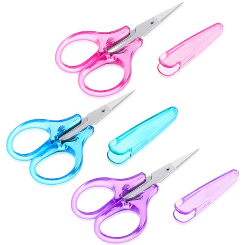 Andibro 3pz Pequeñas Tijeras para Manualidades, Tijeras para Manualidades de Acero Inoxidable con Funda Protectora Mini Juego de Tijeras Tijeras para Niños para Coser Cortar Papel Manualidades DIY