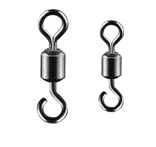 KTGCOZS Pack of 100 Fishing Swivels Open Eye Rolling Swivel Quick Change Leader Line Connector (8# 100pcs)