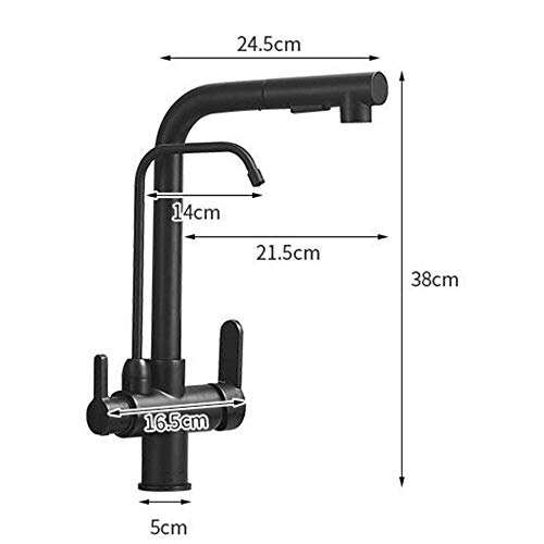 Grifo de cocina de 3 vías lifta con rotación 360 grados y 2 modos de flujo 2