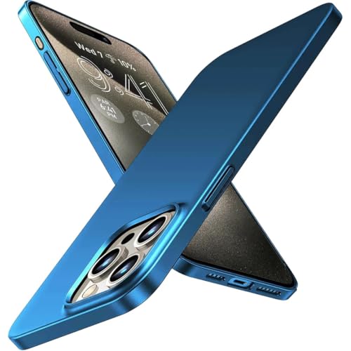 Coque iPhone 13 Pro Max rigide fine bleu finie les traces de doigts