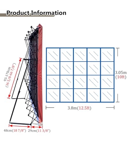 Support de bannière pliable 3x3,8m en fer avec bandes de fixation