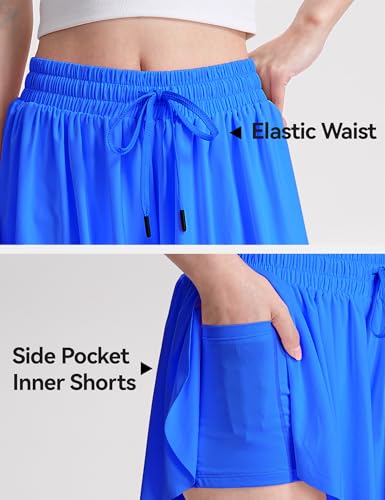 Image of KEREDA Girls Flowy Butterfly Shorts 2-in-1 Kids Preppy Athletic Clothes | with Spandex Liner for Teen Girls