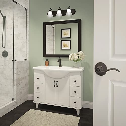 Image of SCHLAGE Accent Bed /Bath Privacy Door Handle with Lock, Aged Bronze | Interior bedroom or bathroom door lever with push button lock, Reversible, Easy install, Certified durability, Universal fit