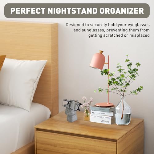 VIPbuy Handmade Holz geschnitzt Brillenhalter Stand, Osterinsel Moai Kopf Brillenhalter Rack für Nachttisch, Moai Head Sculpture Statue Home Office Desk Decor Geschenk