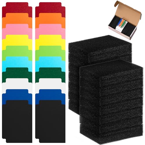 Suilung 50 Pcs Trading Card Dividers and 24 Pcs Card Dividers Foam High Elasticity Sponge Multicolor Page Plastic Separator with Tab Shock Absorbing Insert for Storage Box Game Sport Protection