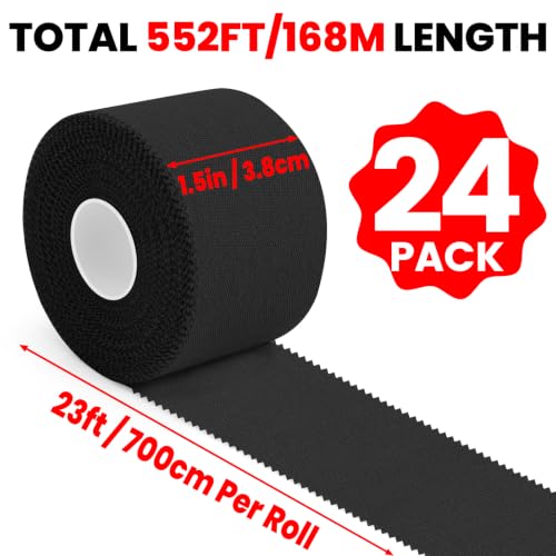 Image of NUITPY 24 Pack Athletic Tape, Black Sports Tape, Easy Tear Wrist Tape