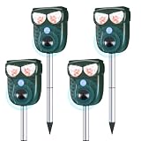 Solar Ultrasonic Animal Repellent Outdoor, Cat Squirrel Raccoon Dog Deer Repellent Device with Motion Detection, IP66 Waterproof Mouse Skunk Rodent Deterrent