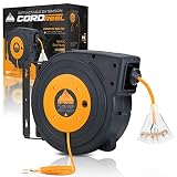 CopperPeak Tools Retractable Extension Cord Reel, 50 FT Heavy Duty Electric Power Cable, 14AWG/3C SJ