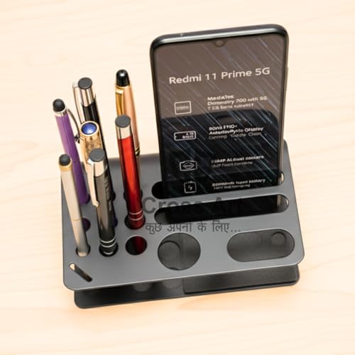 Image of Teak Wood Office Desk Organizer - Personalized Pen Stand, Pencil Stand for Office Desk, Tiny Phone Holder - Elegant and Functional Desktop Accessory for Organized Workspaces (CAPS 4019)