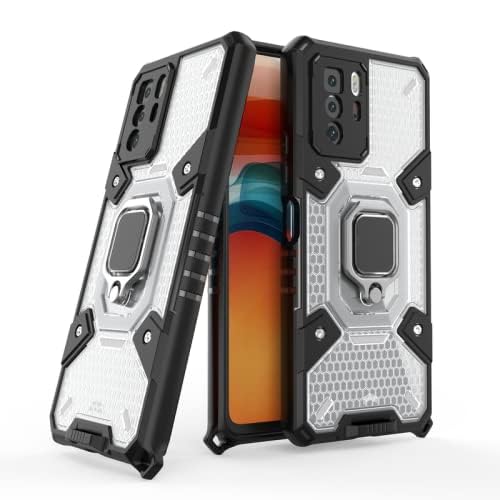 Image of zivite Tough Armor Bumper Back Case Cover for Mi Redmi Note 10T 5G | Ring Holder & Kickstand in-Built | 360 Degree Protection Back Case Cover for Mi Redmi Note 10T 5G (Transparent)