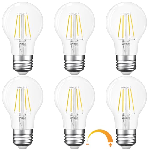 A19 E26 Base Dimmable Edison LED Bulb, 4W(40 Watt Equivalent) Stepless Dimming Light Bulbs 400lm, 4000K Neutral White, Vintage Clear Glass LED Filament Bulb for Home, Wall Sconce, Chandelier, 6 Pack by Qingmiao - Used condition - Image 7