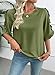 EVALESS 3/4 Length Sleeve Womens Tops Dressy Casual Blouses Cute Crewneck Ruffle Sleeve Shirts Fashion 2026 Spring Summer Outfits Business Office Work Tops Green Large