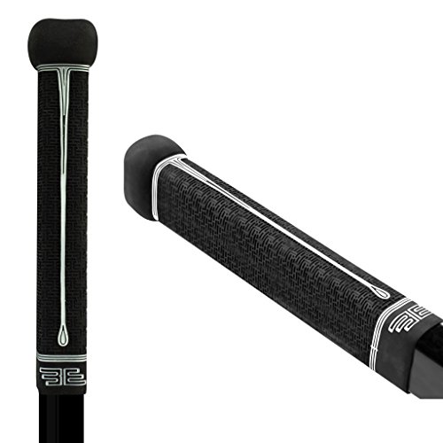 Buttendz Flux Z Hockey Stick Replacement Grip - Reusable Design, Large Knob Player Grip to Maximize Power, Accuracy and Stick Control, Fits All Stick Sizes (Black/White Drip)