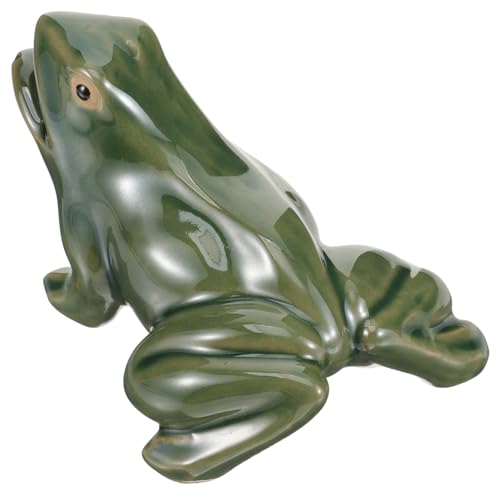IWOWHERO Ceramic Ornament Frog for Outdoor Water Feature Pond Spitters for Small
