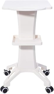 White Mobile Beauty Storage Tool Cart with Tray, Rolling Equipment Cart Styling Pedestal/Small Bubble Bracket,Beauty Salon Equipment Tool Carts Storage Beauty Service Trolley