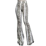 SMT Women's High Waist Wide Leg Long Bell Bottom Yoga Pants Large Animal Snake