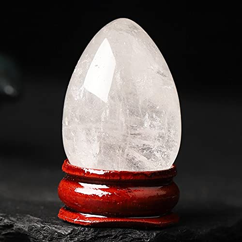 DPURPIWADY Crystal Egg Stone Quartz, Gem Home Decorative Ore Gift, Wood Frame (Color : Clear, Size 25x40mm)