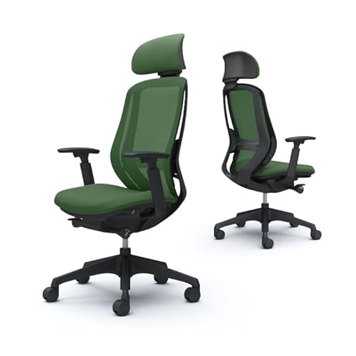 オカムラ(岡村製作所) [ダークグリーン]オフィスチェアオカムラ シルフィー ブラックボディ (可動ヘッドレストタイプ) AKAA020-9