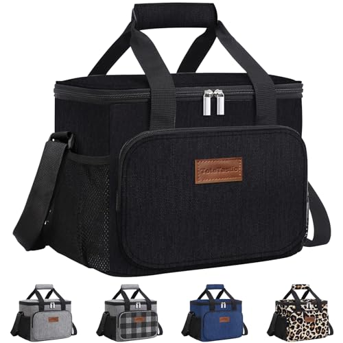 ToteTastic Insulated Reusable Lunch Box Lunch Bag for Women/Men LeakProof Lunch Tote Bag with Adjustable Shoulder Strap, Front Zipper Pocket and Dual Large Side Pockets for Work/Picnic（24L,Blue）