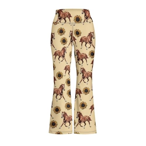 Image of Girls Leggings Floral Print High-Waisted Flared Pants 5-14 Years