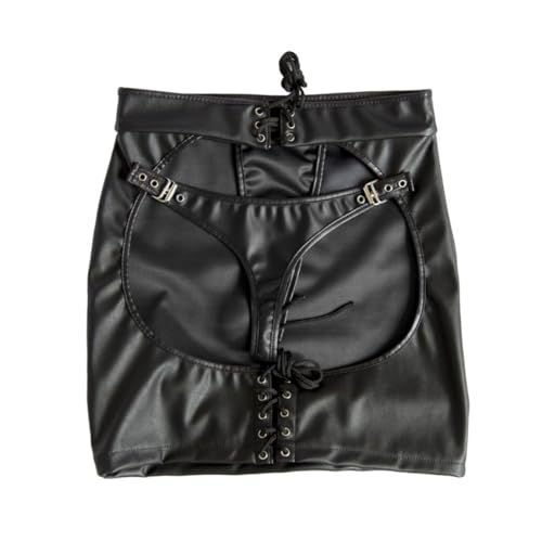 Grtheenumb Mini Jupe|Mini Jupe Sexy Courte en Cuir Verni Taille Haute Club avec String S